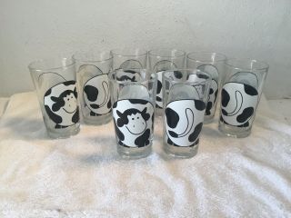 8 Vintage Firna Cow Painted Tumblers Drinking Glass 12oz Indonesia (rare Find)