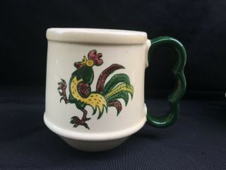 Set of 4 Vintage Metlox Poppytrail Rooster,  Chicken Coffee Cups / Cocoa Mugs 3
