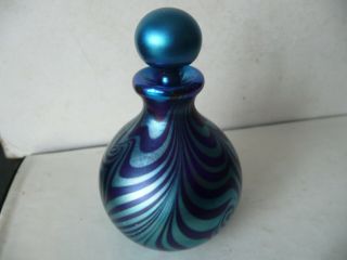 Vintage Okra Richard Golding Art Glass Iridescent Perfume Bottle Signed To Base