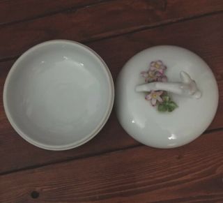 Herend Hungary Bunny Rabbit Flowers Dresser Trinket Box Porcelain 3