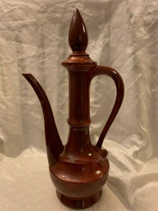 Vintage 1967 Ceramic Pitcher With Lid 17 " Tall