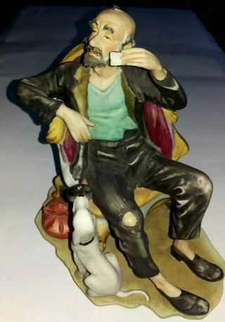 Rare Vintage Italian Capodimonte Hobo Old Man On A Couch Figurine By A.  Benni