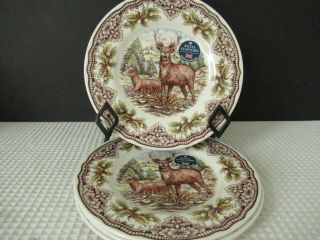 Royal Stafford Homeland Harvest Brown Elk/deer Set Of 4 (8 - 1/2 ") Salad Plate