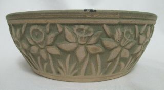 Red Wing Art Pottery Stoneware/Brushware Bowl/Planter with Daffodils,  7 3/4 