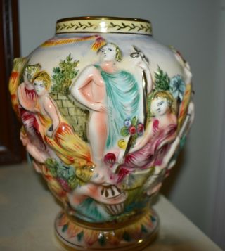 Vintage Capodimonte Vase Nymphs Cherubs Italy Signed & Numbered Bacchanalian @@