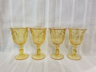 Set Of 4 Vtg Imperial Old Williamsburg Yellow Water Glasses Goblets 6 1/2 "