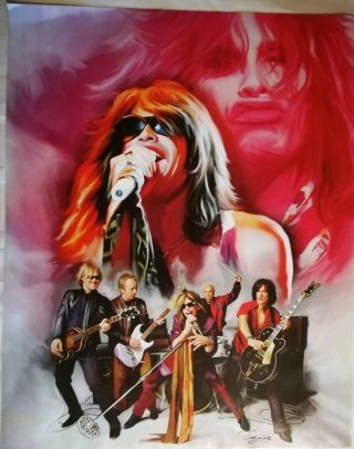 Rare Aerosmith Custom Rare Poster Colorful Sketch Drawing Print 16x20