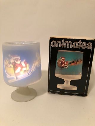 Vintage 1944 Animates Santa Sleigh Reindeer Candle Christmas L.  E.  Smith Glass Co