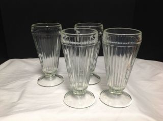 Vintage Old Fashioned Ribbed Ice Cream Soda Fountain Glass,  Heavy