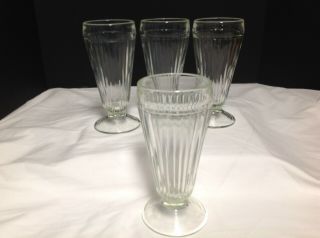 Vintage Old Fashioned Ribbed Ice Cream Soda Fountain Glass,  Heavy 2
