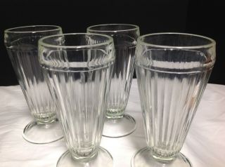 Vintage Old Fashioned Ribbed Ice Cream Soda Fountain Glass,  Heavy 3