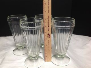 Vintage Old Fashioned Ribbed Ice Cream Soda Fountain Glass,  Heavy 4