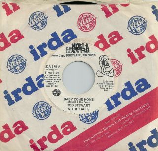Rod Stewart & Faces - Baby Come On Home 1979 Usa Koala Records 7  Promo Single