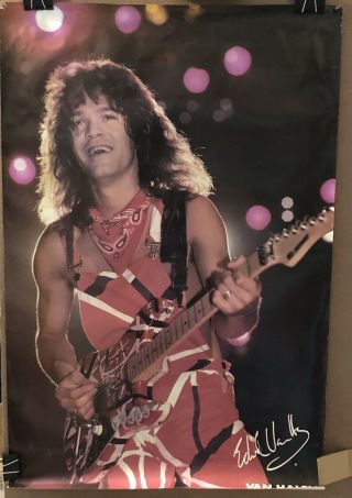 Vintage 1983 Edward Eddie Van Halen Poster Signature Frankenstrat