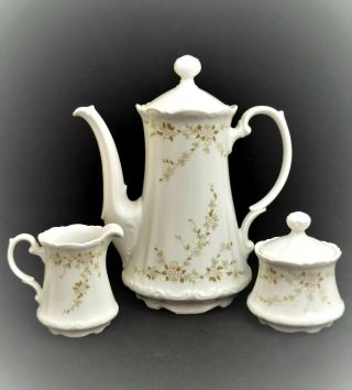 Vintage Bavaria Germany Mitterteich Teapot Sugar Creamer Set