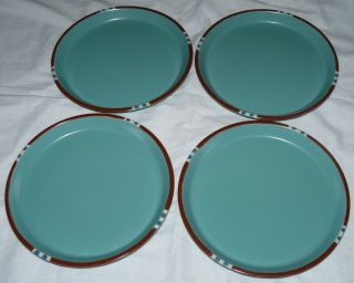 Set Of 4 Dansk Mesa Turquoise Blue 10.  5 " Coupe Dinner Plates Japan Euc