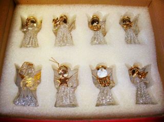 Princess House Fantasia 8 Piece Crystal Angel Ornaments Box 5227