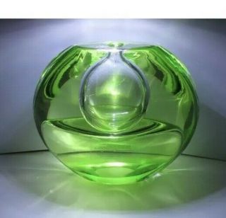 Emerald Green Tarnow Oil Lamp Heavy Hand Blown Studio Art Glass