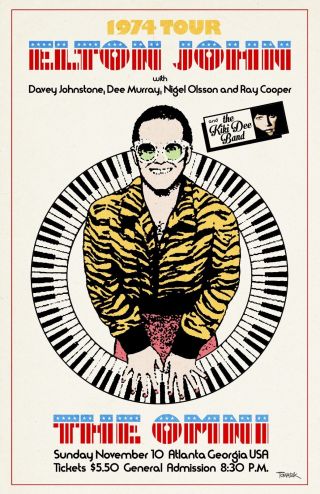 Elton John1974 Concert Poster