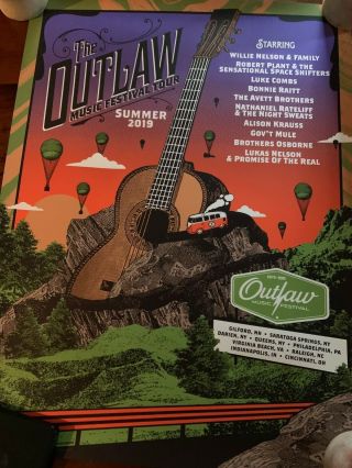 Willie Nelson 2019 Outlaw Music Festival Screen Print Poster