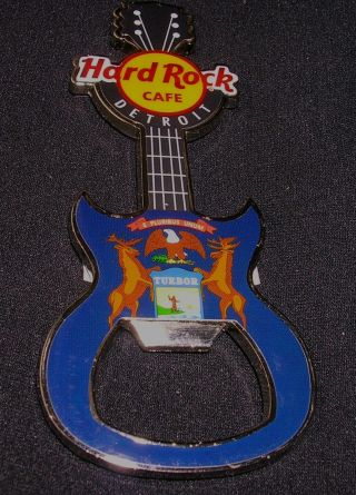 Hard Rock Cafe Detroit State Flag Guitar Bottle Opener