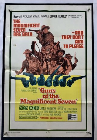 Guns Of Magnificent Seven Movie Poster (verygood -) 1sh 1969 Cowboy Western 4038