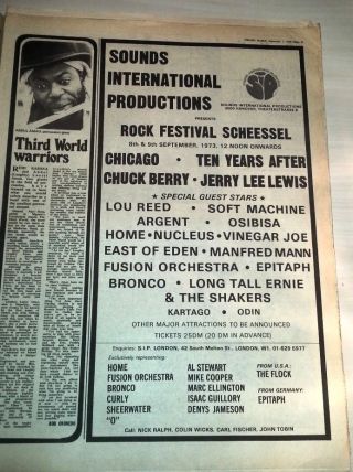Chicago Lou Reed German Festival 1973 Poster Advert Size:16x8 Inches