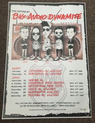 The Return Of Big Audio Dynamite Tour Poster Clash Damned Sex Pistols Ramones