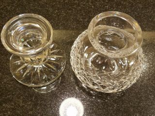 Waterford Crystal Alana Fairy Hurricane Lamp Votive Candle Holder Shade and Base 4
