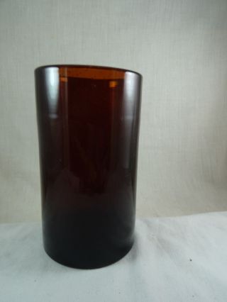 Vintage Hand Blown Amber Bubbled Art Glass Vase Thick Heavy 5 3/4 "