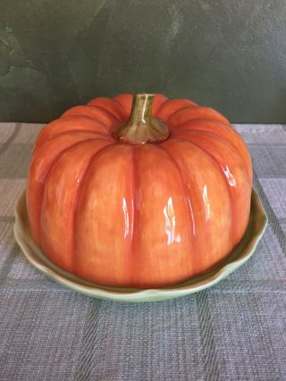 Vintage Otagiri Pumpkin Covered Butter Dish Thanksgiving