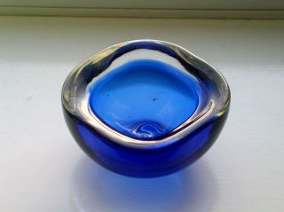Royal Blue Murano Glass Square Geode Bowl