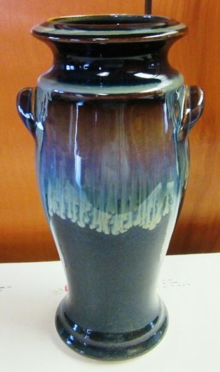 Exquisite Bill Campbell Pottery Double - Handled Vase,  Drip Glaze,  Made In Pa.