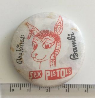 Vtg Og Sex Pistols Who Killed Bambi 38mm Pin Badge Punk Jamie Reid 1970s