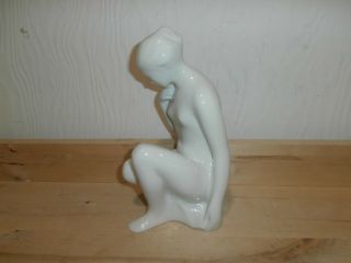 Royal Dux white glaze vintage seated nude woman female figurine 2