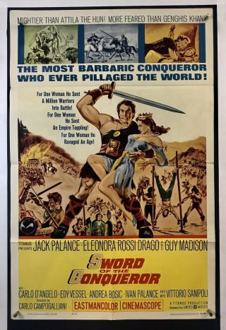 Sword Of Conqueror Movie Poster (verygood) One Sheet 1962 Jack Palance 3905