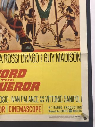 SWORD OF CONQUEROR Movie Poster (VeryGood) One Sheet 1962 Jack Palance 3905 4