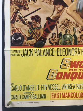SWORD OF CONQUEROR Movie Poster (VeryGood) One Sheet 1962 Jack Palance 3905 5
