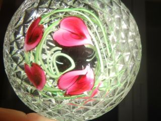 Art Glass Hand Made Paperweight Glass Pink Calla