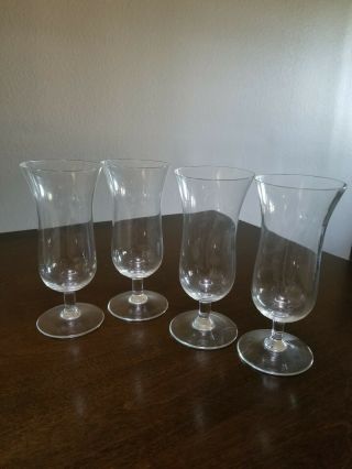 Vintage Crystal Parfait Or Wine Glasses Clear Stemmed Set Of 4 Hand Blown