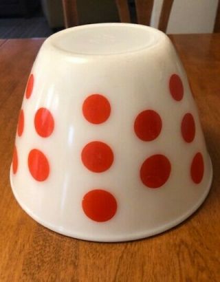 Vintage Fire King Red Polka Dot Splashproof 2 Quart Mixing Bowl 7 1/2 "