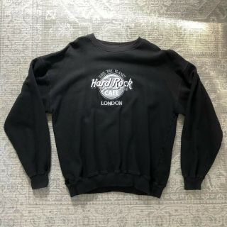 Vtg Hard Rock Cafe London Save The Planet Xl Embroidered Men Sweatshirt Black