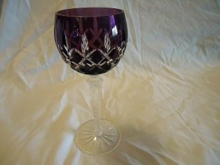 Ajka Crystal Arabella Amethyst Purple 1 Wine Hock Goblet Cut To Clear Hungary