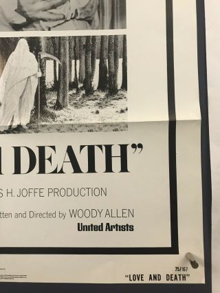 LOVE,  DEATH Movie Poster (VeryFine) One Sheet ' 75 Woody Allen Diane Keaton 3753 4