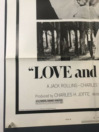 LOVE,  DEATH Movie Poster (VeryFine) One Sheet ' 75 Woody Allen Diane Keaton 3753 5