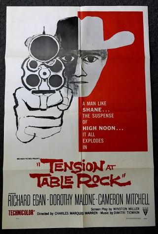 Tension At Table Rock.  1956 One Sheet Movie Poster.  Dorothy Malone.