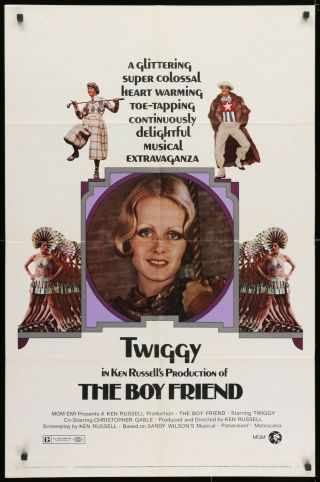 The Boyfriend Twiggy Ken Russell 1971 One Sheet Movie Poster 27 X 41