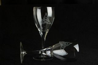 Large Red Wine Glasses (11oz) - Celtic Trinity Design - Set Of 2 - Gift Boxed