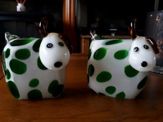 Portmeirion Studio Handmade Glass Dogs Paperweight Ornaments X 2