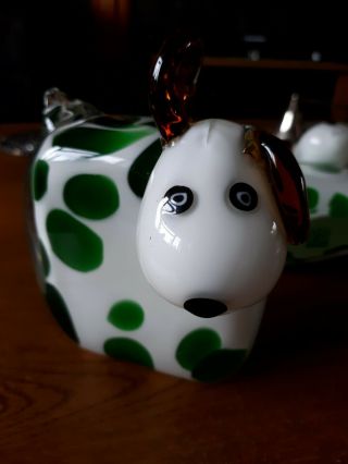Portmeirion Studio Handmade Glass dogs paperweight ornaments x 2 7